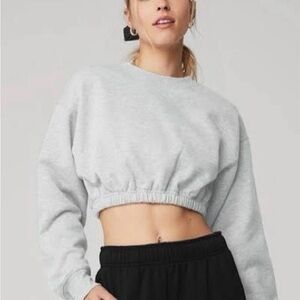 Alo Heater Gray Cropped Sweatshirt